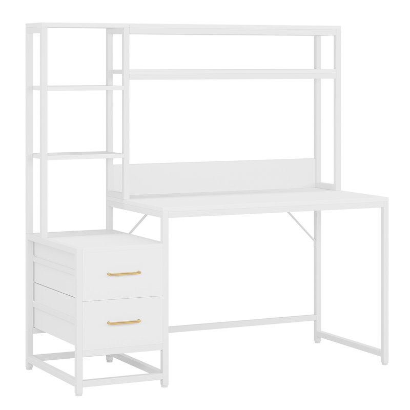 Bureau d'ordinateur 55 pouces blanc avec huche (sans la chaise), Blanc