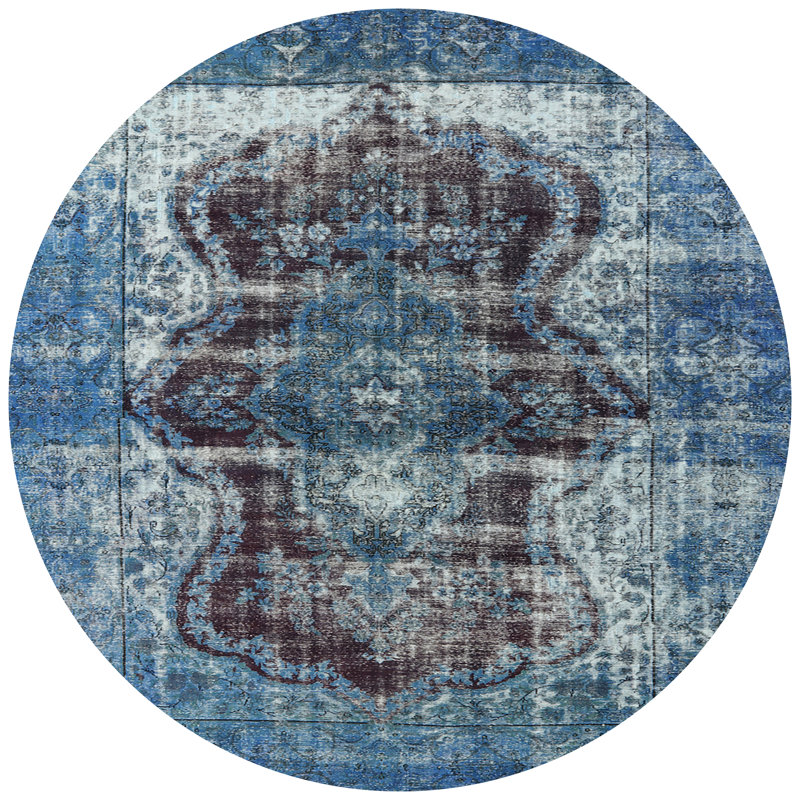 Tapis oriental bleu, Rond 3 pi