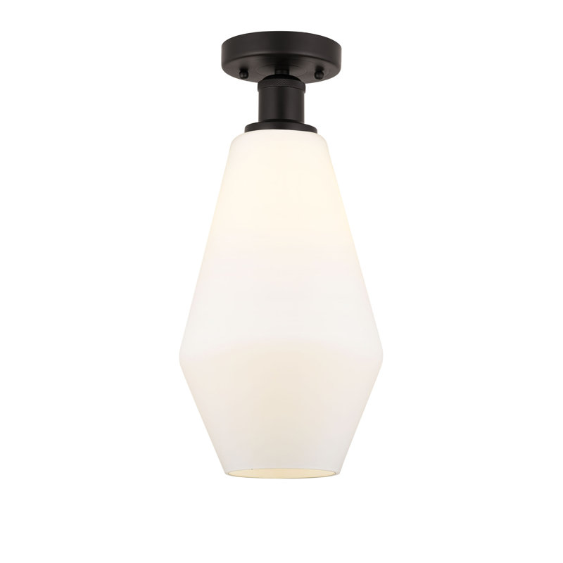 Plafonnier semi-encastré en verre Amylea, Blanc mat, Bronze huilé
