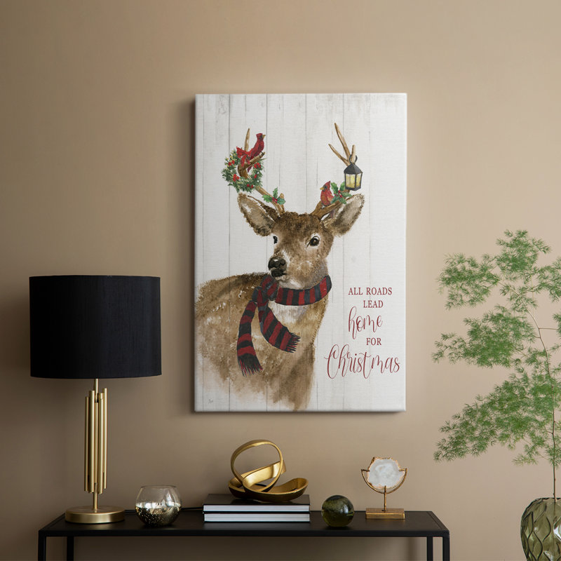 «All Roads plomb Home Deer» - galerie sur mesure, H 36 po x l 24 po