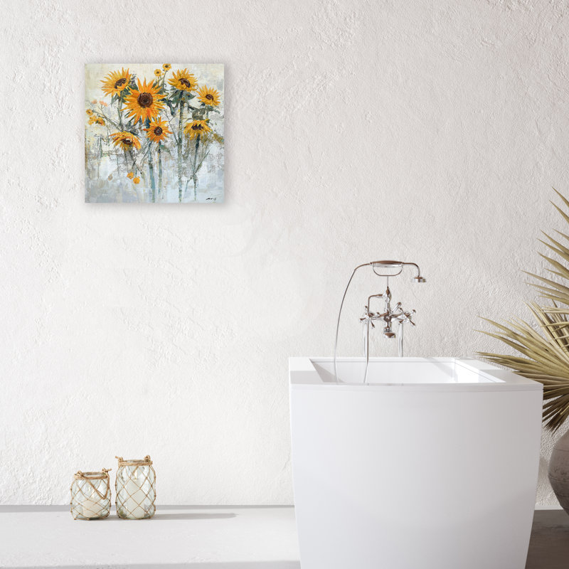 Tournesols - peinture sur toile tendue, H 20 po x l 20 po x P 1,5 po