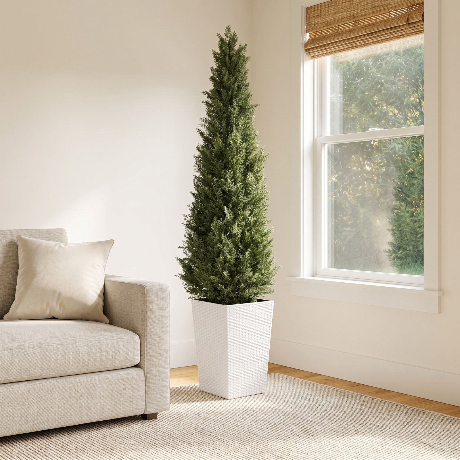 Adcock 60" Cedar Topiary in Decorative Vase, 1, White