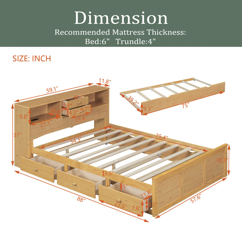 Lendita Bookcase Bed, Natural