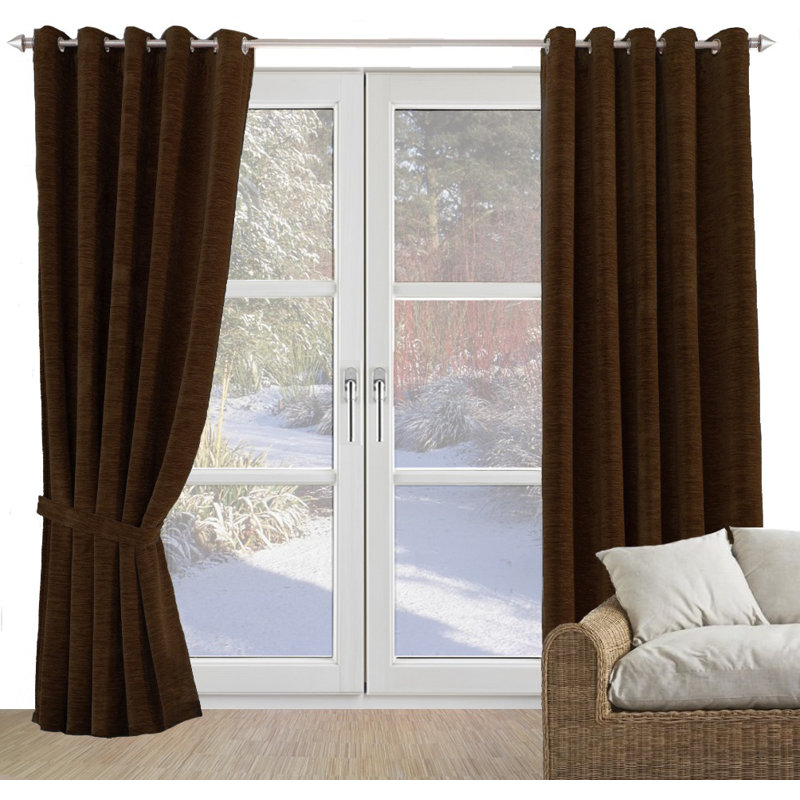 Gracierose Synthetic Eyelet Single Curtain Panel, opaque, Chocolate, 245cm Width x 270cm Drop