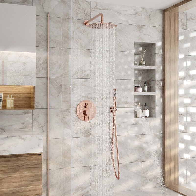 Wall Mounted Pressure Balanced Rainfall Complete Shower System with Rough-in Valve