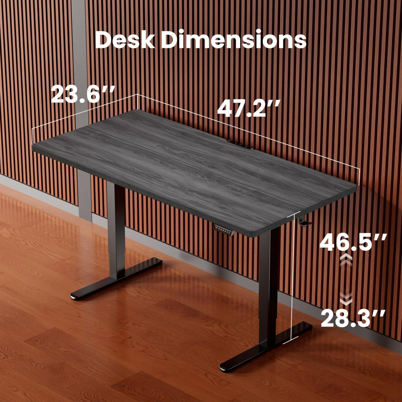 Arnfred Height Adjustable Rectangle Standing Desk, 48*24, Gray/Black