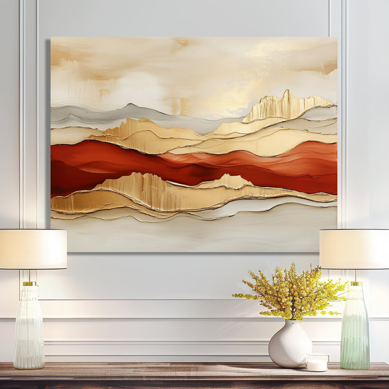 «Horizon in Golden Light I - Sunset Landscape», art mural sur toile, H 12 po x l 20 po, Toile tendue