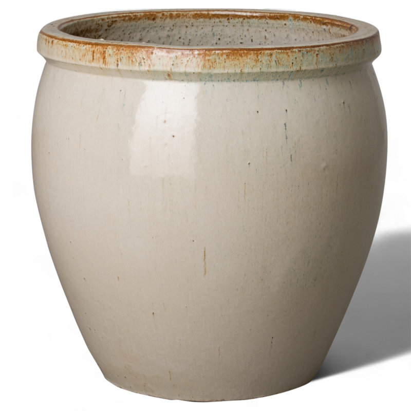 Kenedy Handmade Ceramic Planter, White, 15" H x 15" W x 15" D