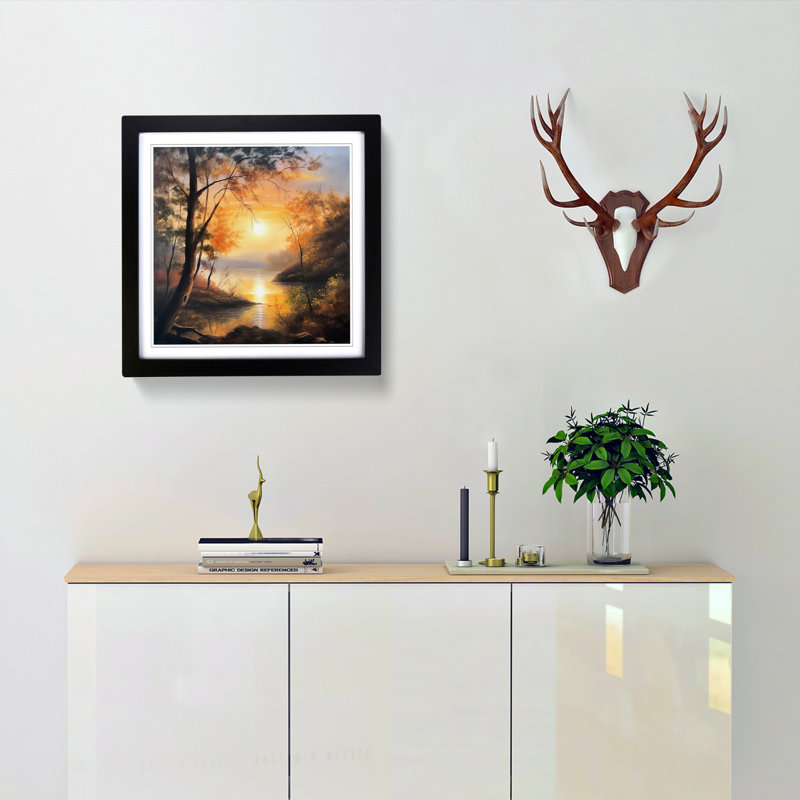 Sunrise Oil Painting No.6 - Framed Print, Black