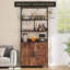 Armoire industrielle à 5 niveaux pour bouteilles de vin et bar avec sections en verre, grand rangement pour boissons en bois pour la cuisine ou la salle à manger