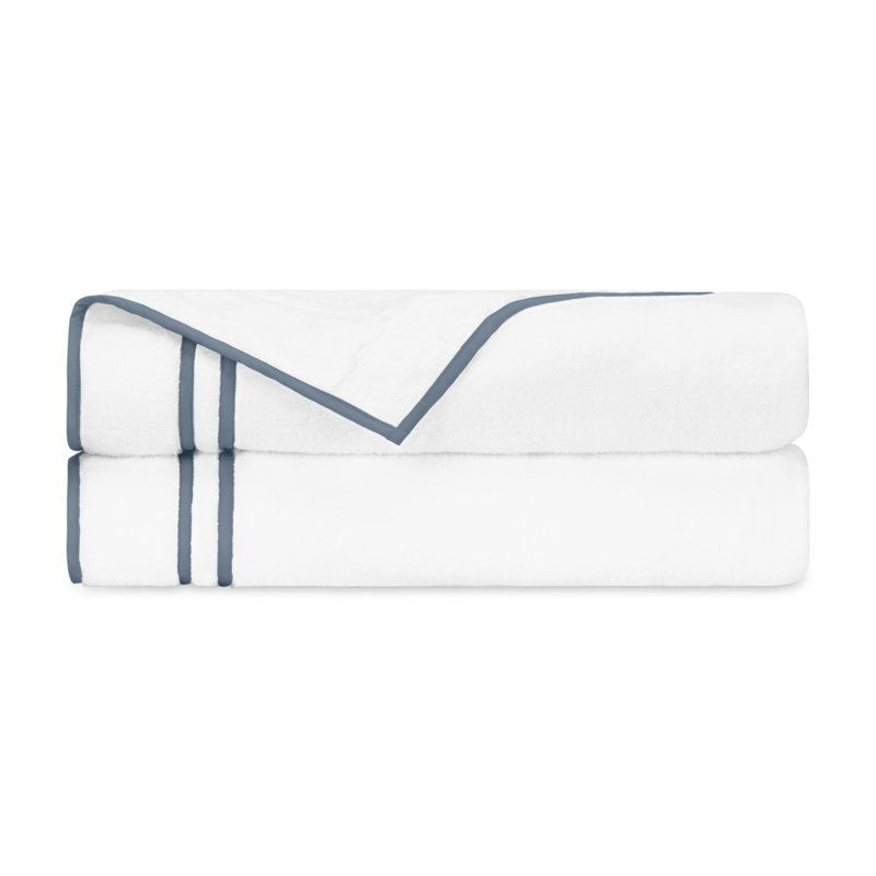 Ribbons 2-pc Bath Towel Set, White/Slate Blue