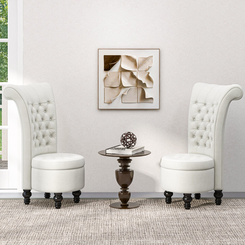 Esther Velvet Wingback Chair, Beige Velvet