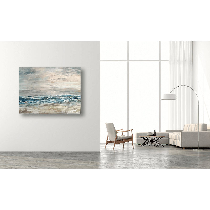 Surfing In The Rain - Artist Enhanced Canvas Print, 21.5" H x 25.5" W x 1.75" D, Brown Framed Canvas