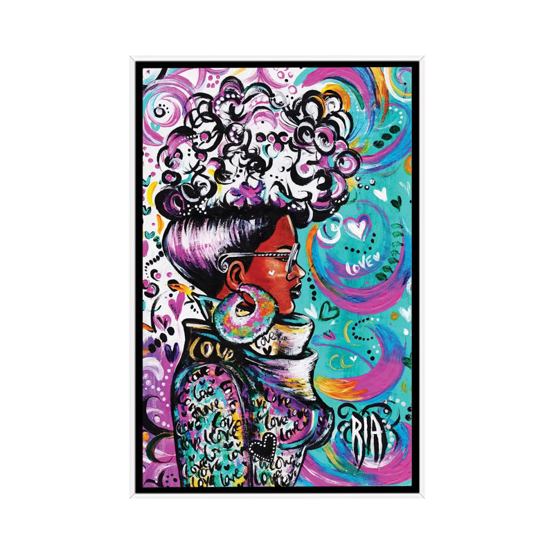 «Lovely» par l'artiste Ria, reproduction d'art, H 18 po x l 26 po x P 1,5 po, Toile blanche encadrée, Aucun mat