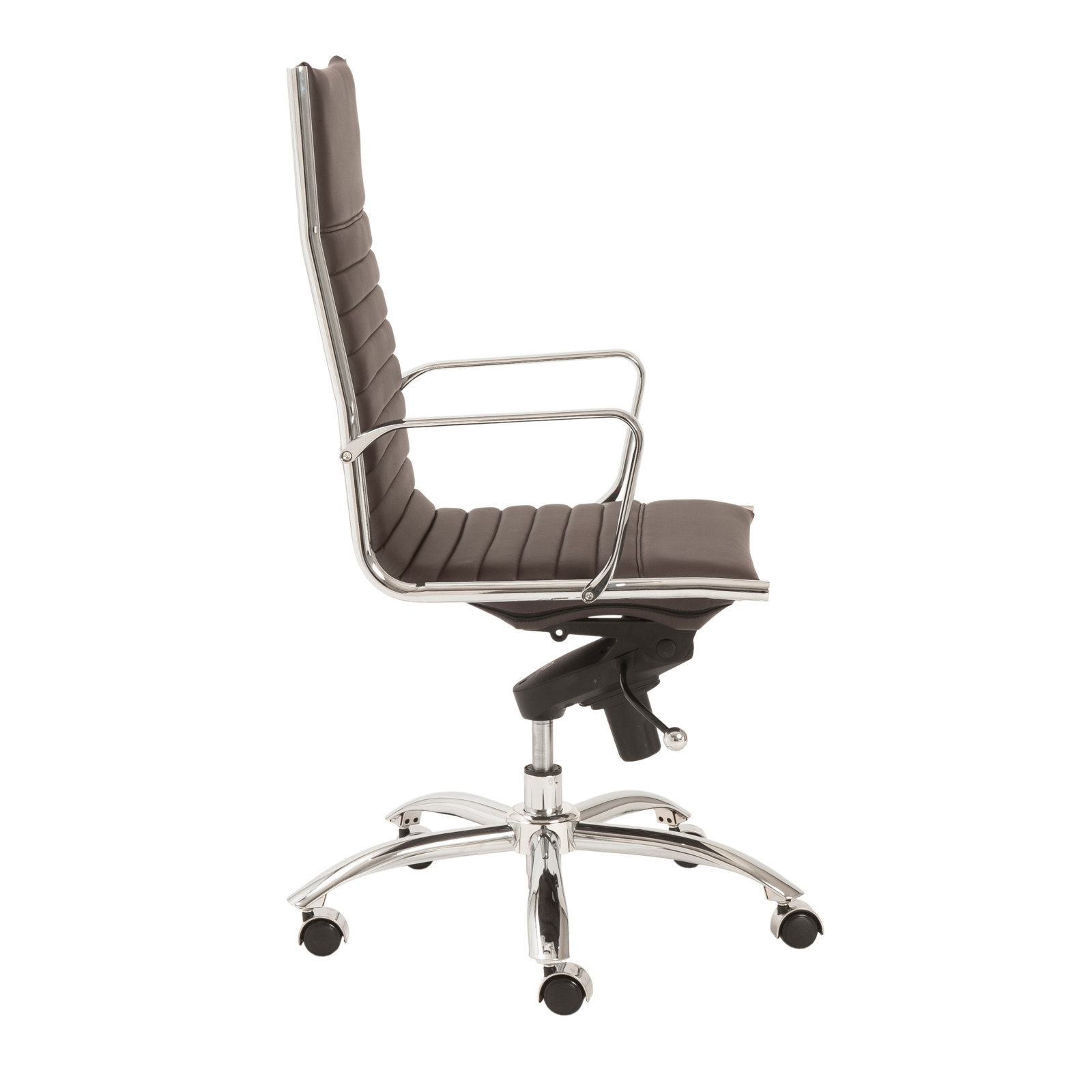 Naida Office Chair, Brown Faux Leather, Chrome