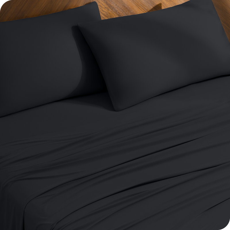Queen Black Premium Microfiber Stretch Knit Sheet Set