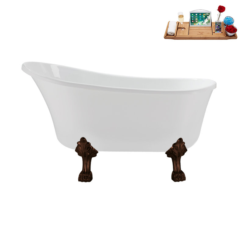 51.2'' x 25.6'' Soaking Acrylic Bathtub, Matte Oil Rubbed Bronze, Brushed Nickel