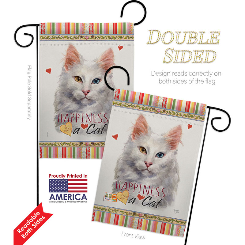 Ensemble de drapeaux de jardin gris gris à motif de chat 13 po x 18,5 po, Angora Turc