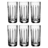 Crystal Highball Tumbler - Glass - Set Of 6 HB Tumblers - Hiball Glasses - Hand Cut Crystal - Drinking Tumblers - For Water, Juice, Wine, Beer And Cocktails - 15 Oz. - By Majestic Gifts Inc.  - Made In Europe
