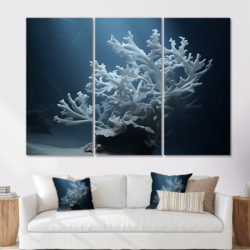 Ensemble de décorations murales noir et bleu Anemone Reef - Coastal Coral Under Water, H 28 po x l 36 po x P 1 po