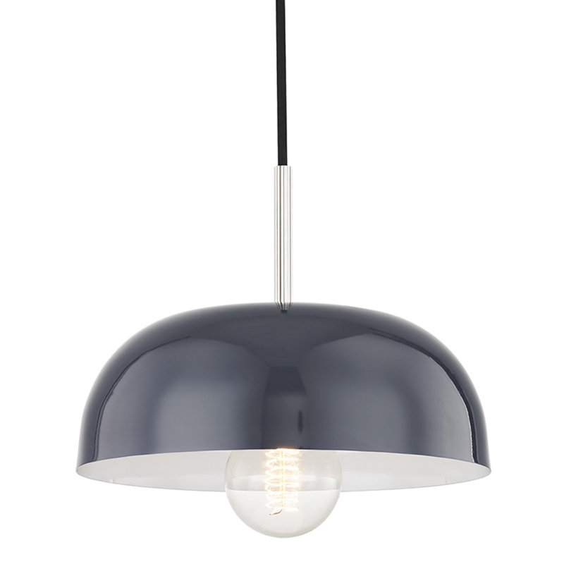 Luminaire suspendu en forme de dôme à 1 lumière Avery, Marine, Nickel poli, H 4,25 po x l 11 po x P 11 po