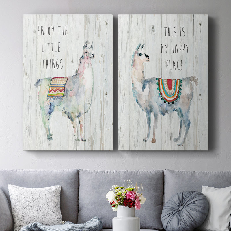 Llama Little Things-Toile tendue avec châssis de qualité supérieure - Prêt à être accroché