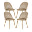 Totnes 4 Person Dining set - a Rectangular Plastic Dining Table with Wooden Legs and a Set of 4 Quilted Velvet Dining Chairs for Dining Room - Modern Dining Table Set-609271318-609271315