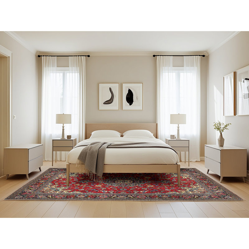 Tapis traditionnel rouge / brun Dain, Rectangle 5 pi x 8 pi