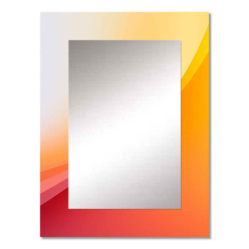 Orange Spectral Slice I - miroir de formes abstraites, miroir mural orange unique, impression d'art en métal, 32 po x 24 po