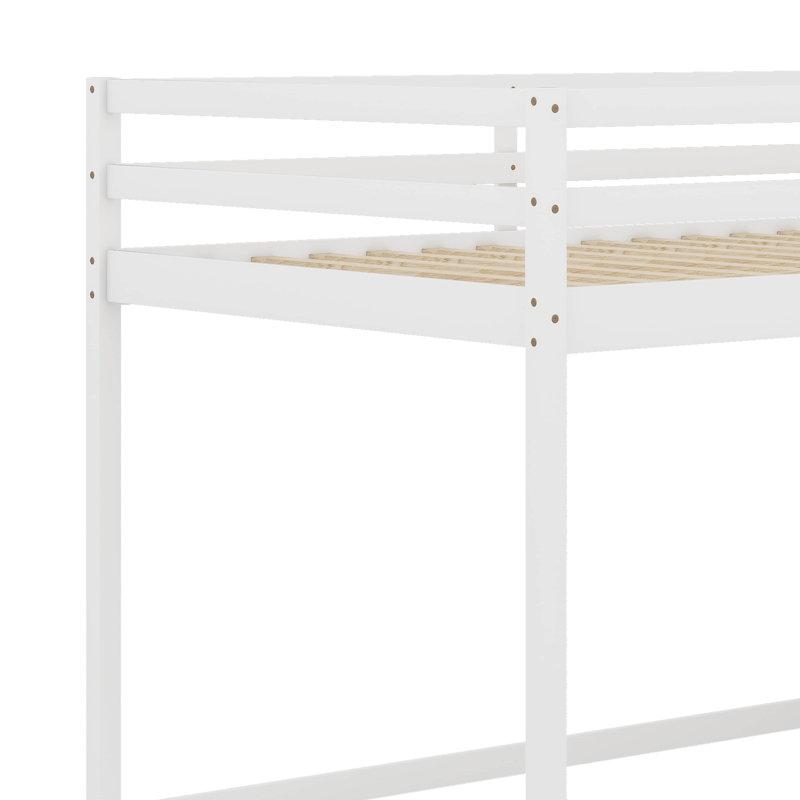 Lit mezzanine double avec garde-robe et escalier, Blanc