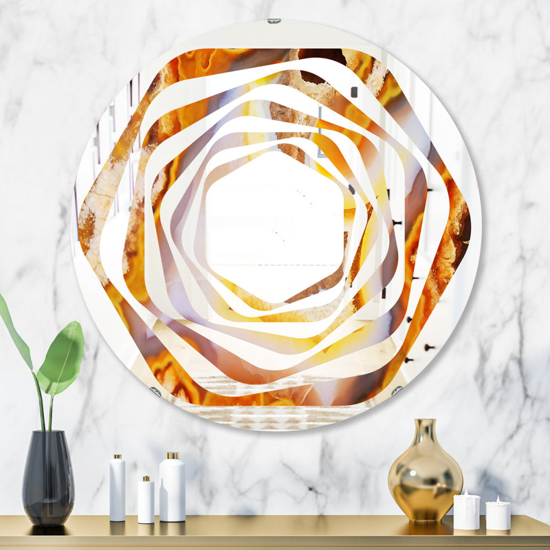 Miroir mural moderne sans cadre, H 31,5 po x l 31,5 po, Tourbillon de feu avec cristaux