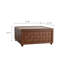 Table basse brune de style campagnard avec rangement, grande table basse carrée pour le salon