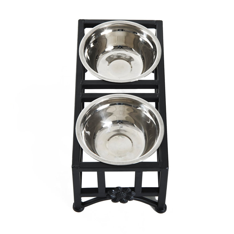 PawHut Elevated Dog Feeder with 2 Stainless Steel Bowls Twin Raised  Adjustable Pet Food Platform for Small Medium Large Dogs Natural