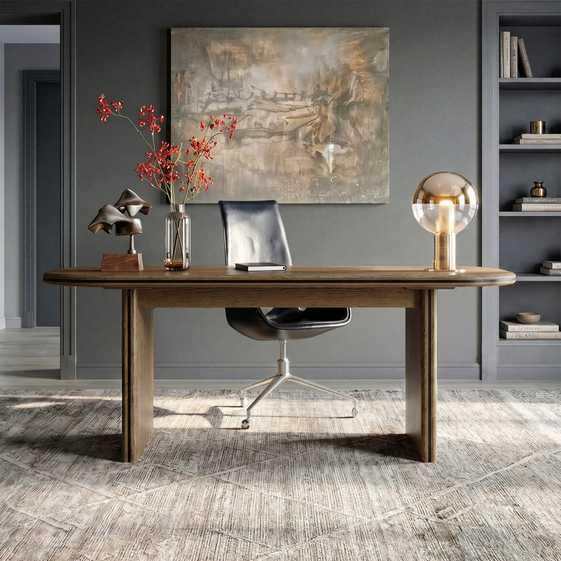 70.9'' W Solid Oak Executive Computer Desk