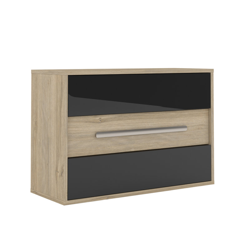 Jayvaughn 120 cm W Chest of 3 Drawers, Brown/Black