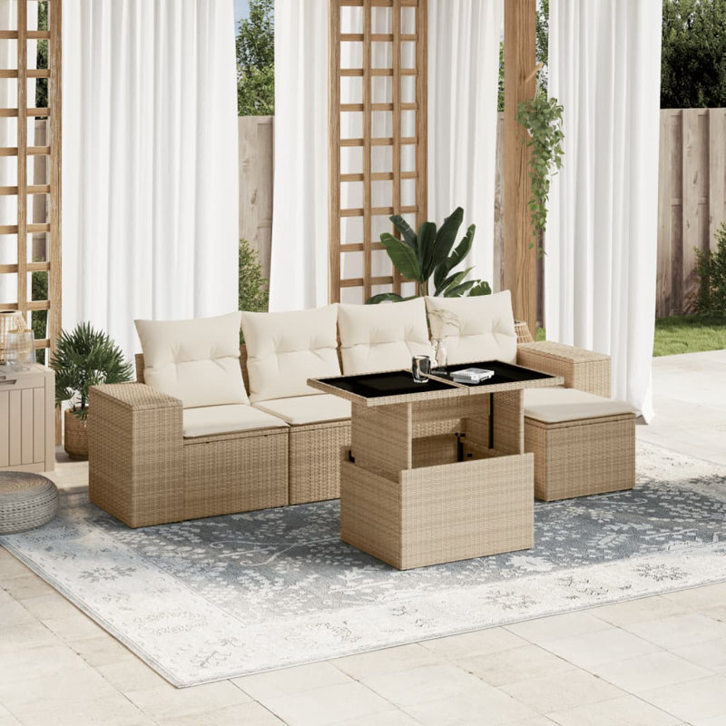 Ensemble de canapé de jardin modulaire en rotin PE 6 pièces Vidaxl