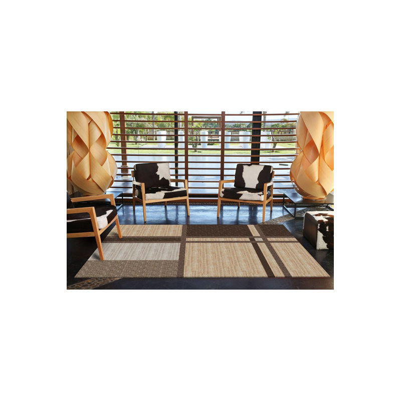 Tapis décoratif beige à motif géométrique brun lavable à la machine, Sous-tapis rectangulaire de 3 pi 3 po x 4 pi 11 po