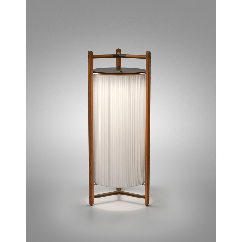 Kando - P/111/R Floor Lamp With Battery - Teakwood - Ribbon Shade, White
