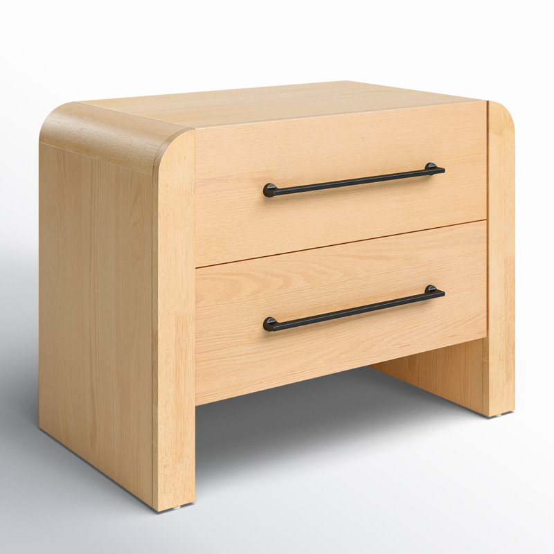 Katrina Wood 2 Drawer Nightstand, Natural