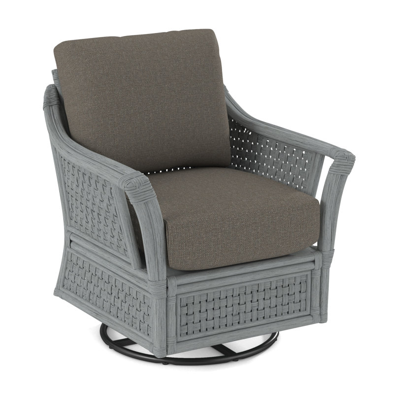Boca Upholstered Swivel Armchair, Gray Sugar Performance; 0863-84, Nickel