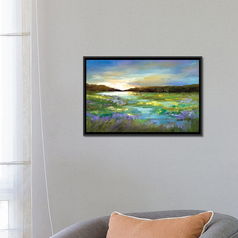 « radiant evening », reproduction d’art sur toile tendue, H 18 po x l 26 po x P 1,5 po, Toile avec cadre flottant noir