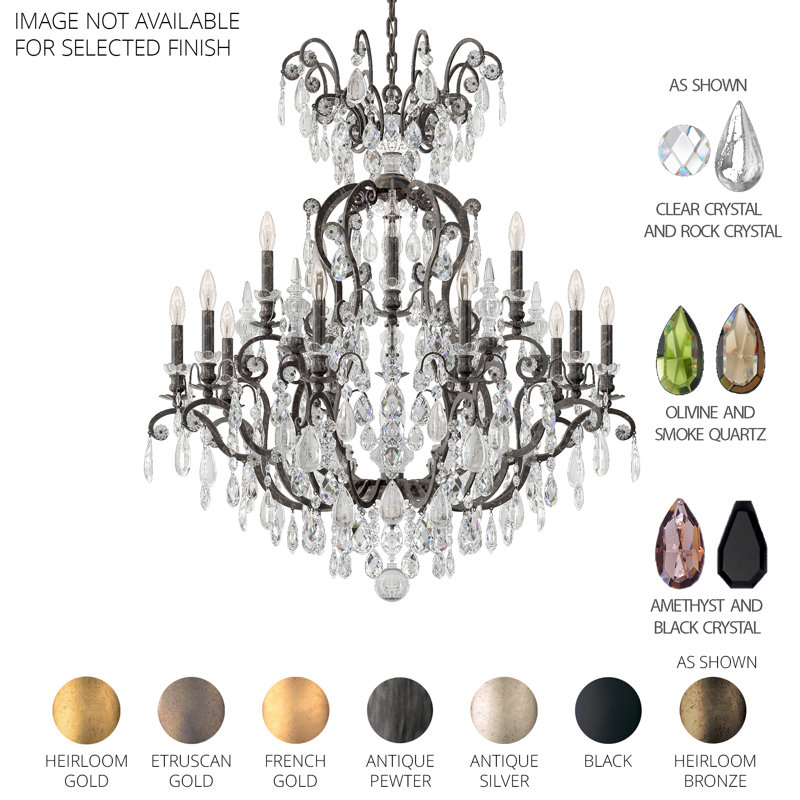 Renaissance 16 - Light Glass Chandelier, Heirloom Bronze, Combination of Olive and Smoke