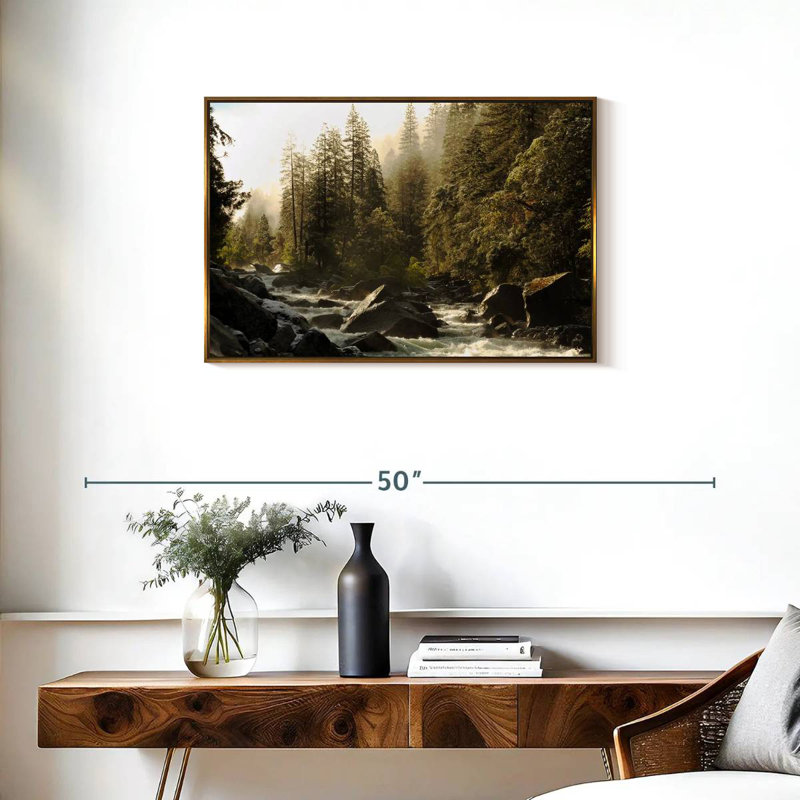 Rivière Yosemite Merced, Cadre flottant doré, 31 po x 21 po