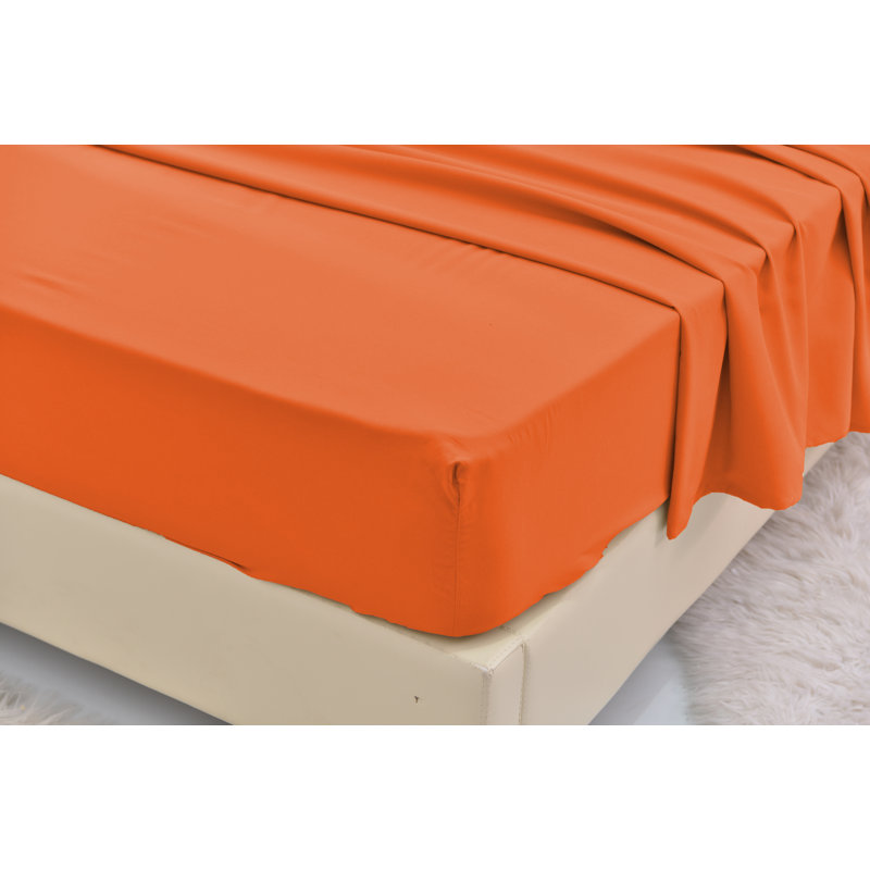 Ensemble de literie en rayonne de bambou, Orange, Ensemble de draps pour très grand lit californien