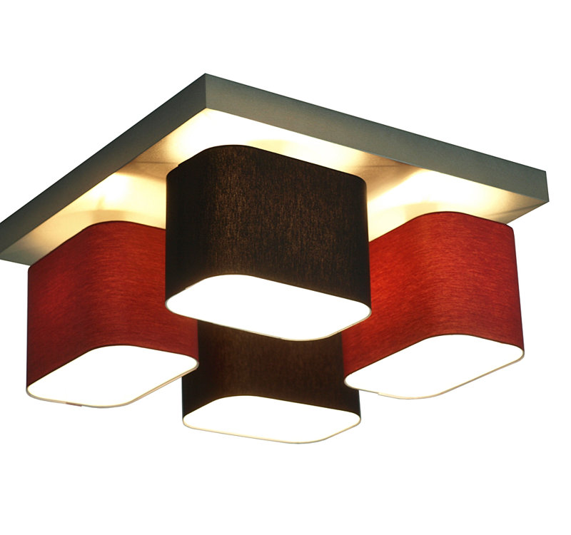 Gonzalez Semi Flush Mount, Light Brown, Burgundy and black
