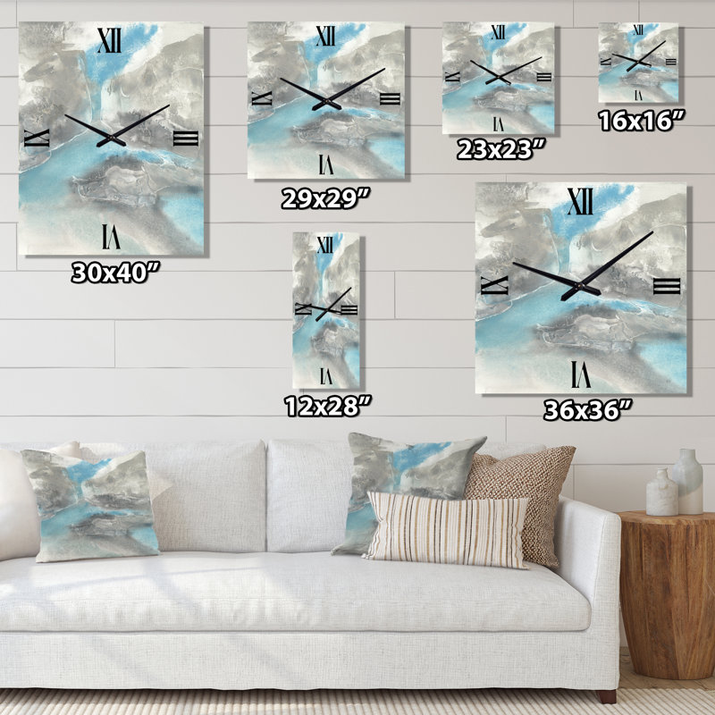 Horloge murale Mid-Century Watercolor Blue Tones II, Petit