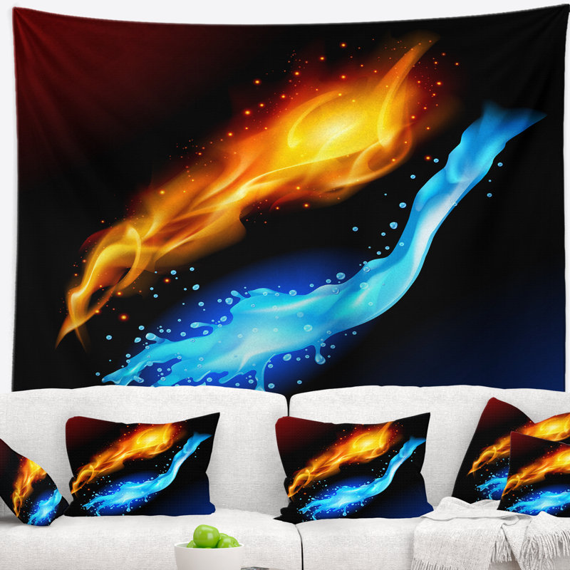 Tapisserie d'eau et de feu, H 50 po x l 60 po