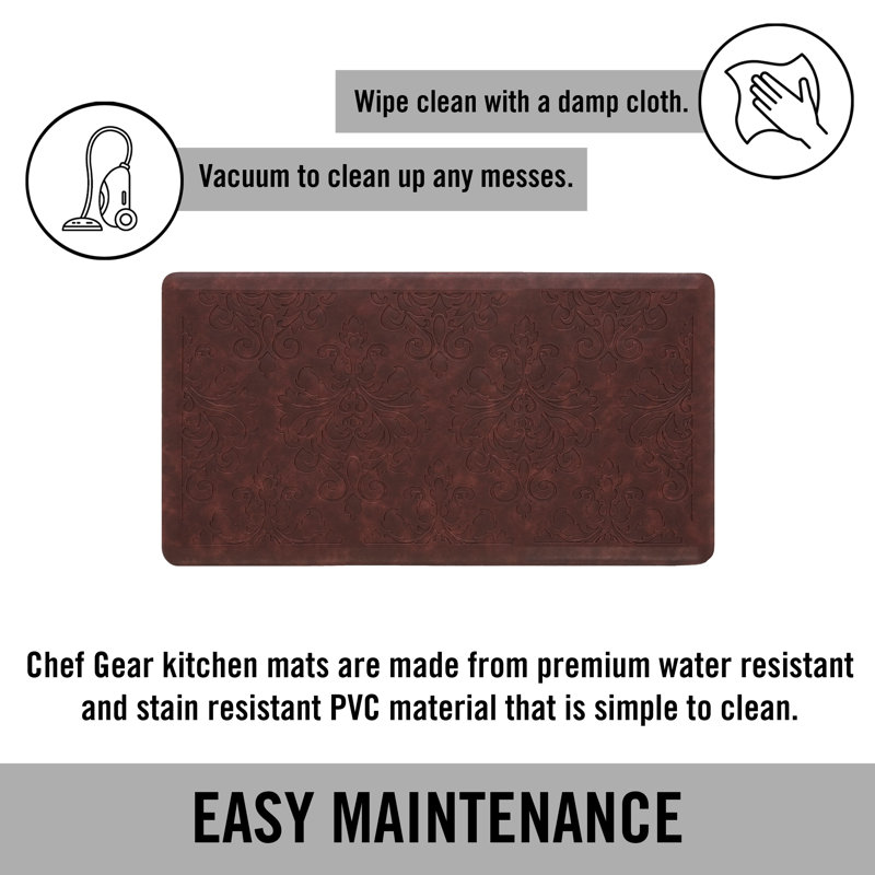 Marni Red Faux Leather Anti-Fatigue Kitchen Mat