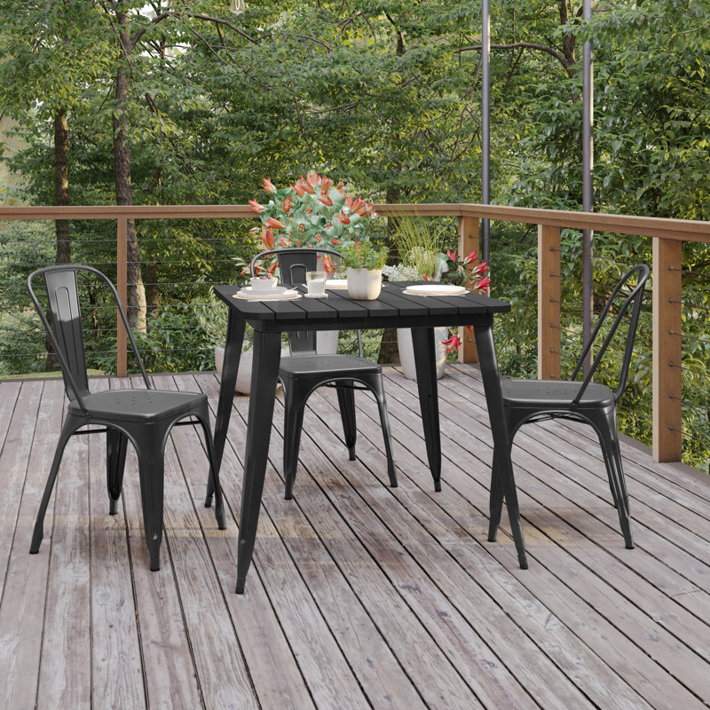 Table de restaurant commerciale intérieure / extérieure en polyester Harewood, Noir, L 31,5 po x L 31,5 po