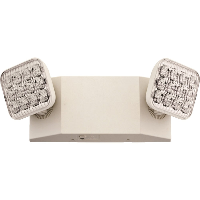 Off White Hardwired Dual Lamp LED Emergency Light